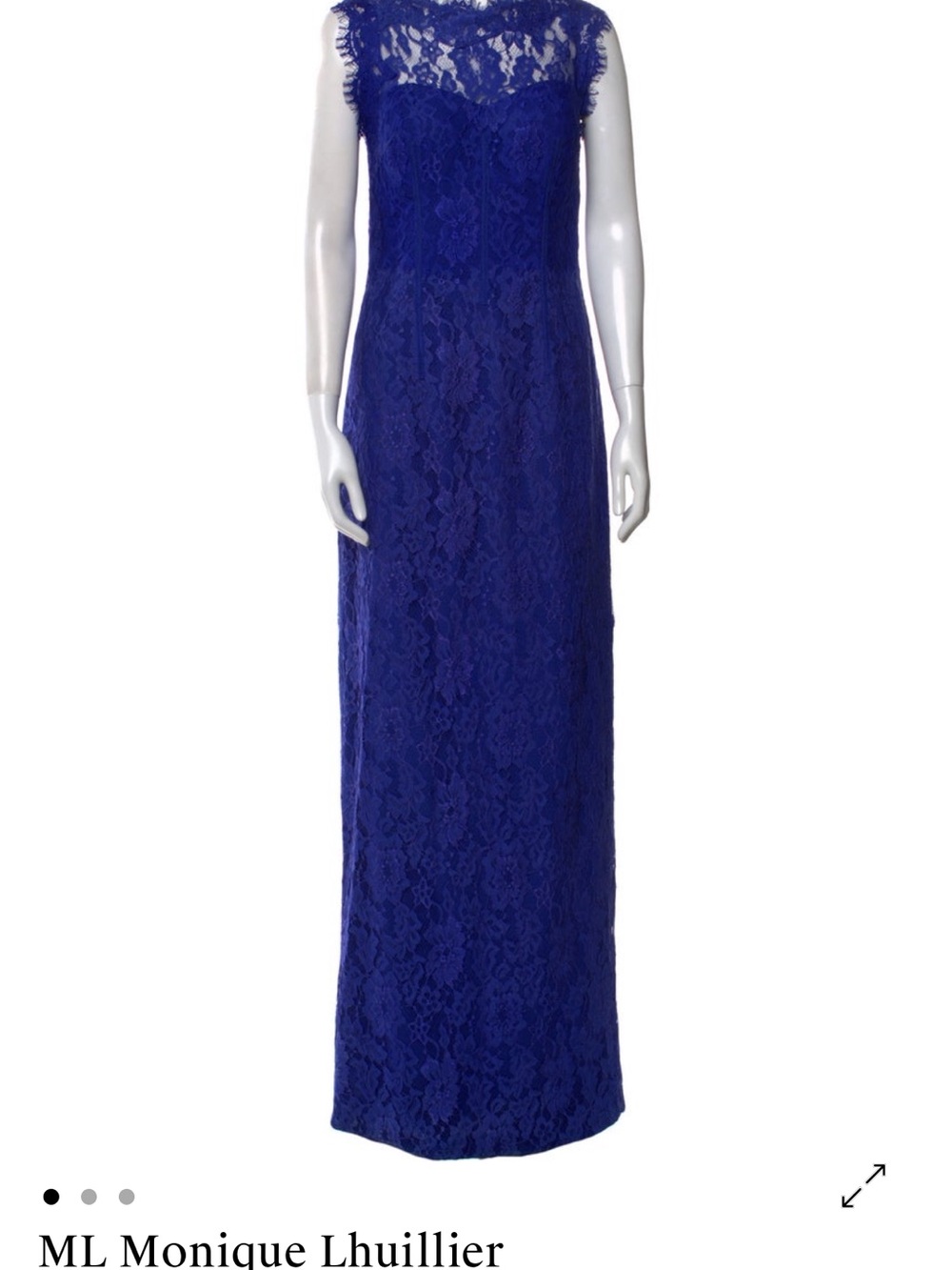 Monique Lhuillier Cobalt Blue Lace Maxi Evening Gown // size 8